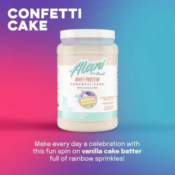 Alani Nu Whey Protein Powder Confetti Cake | 23g Protein with Low Sugar & Digestive Enzymes | Meal Replacement Powder | Low Fat Low Carb Whey Isolate Protein Blend | 30 Servings