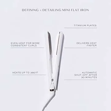 Kristin Ess Titanium Mini Flat Iron Curling Straightener for Short Hair Defining + Detailing - Travel Case, Fast Heat, Dual Voltage, Auto Shut-Off - 3/4 Inch Plates