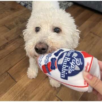 Nestpark Pup Light and Pups Blue Rubbin - Beer Dog Toys - Funny Dog Toys - Plush Squeaky Cute Dog Gifts for Dog Birthday - Cool Stuffed Parody Dog Toys (2 Pack) (Mix)