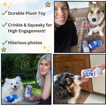 Nestpark Pup Light and Pups Blue Rubbin - Beer Dog Toys - Funny Dog Toys - Plush Squeaky Cute Dog Gifts for Dog Birthday - Cool Stuffed Parody Dog Toys (2 Pack) (Mix)