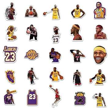 Basketball Star Stickers James Sticker Small Decals |50 Pcs| for Hydro Flasks Laptop Phone Case Comp...