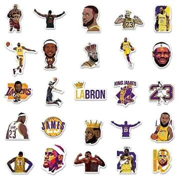 Basketball Star Stickers James Sticker Small Decals |50 Pcs| for Hydro Flasks Laptop Phone Case Computer Water Bottle