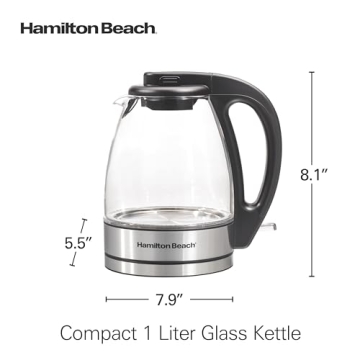 Hamilton Beach Glass Electric Kettle - Fast Boil, 1 Liter