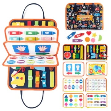 Freebear Busy Board Toddler Travel Toys Sensory Toys for Toddlers 1 2 3 4, Montessori Learning Toys ...