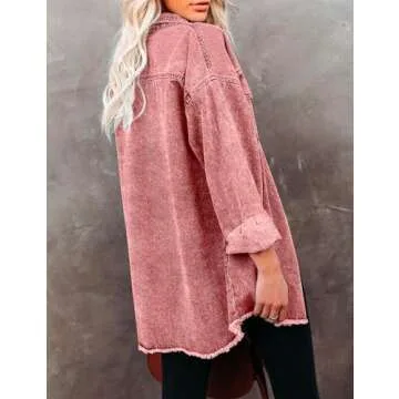 Vetinee Women's Oversized Boyfriend Denim Jacket - Burnt Ochre, X-Large Size 16/18