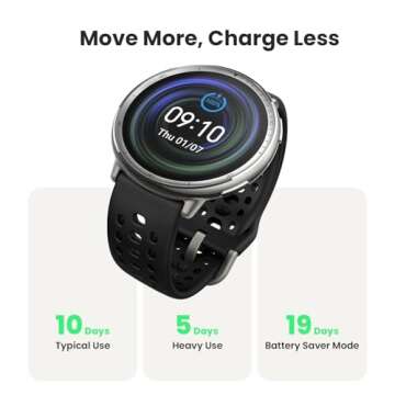 Amazfit Active 2 Smart Watch 44mm, GPS Maps with Direction, Fitness Tracker, 10 Day Battery, Sleep Monitor, 160+ Sport Modes, Water Resistant, for Android & Apple iPhone, Black Silicone