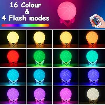 Olee Odee Basketball Night Light: 16 Colors Remote Control Gift for Fans