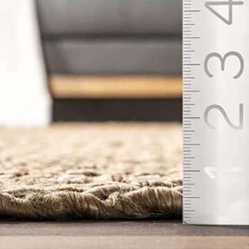 nuLOOM Hailey Hand Woven Jute Area Rug, 4' x 6', Natural, Rectangular