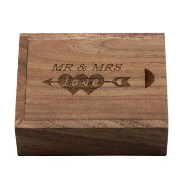 LXSINO 32GB Wood USB 3.0 Flash Drive with Laser Engraved Mr & Mrs Design - 32GB Wooden Heart Shape USB Memory Stick Thumb Drivers with Box for Wedding/Couple/Parents (Walnut 32GB)