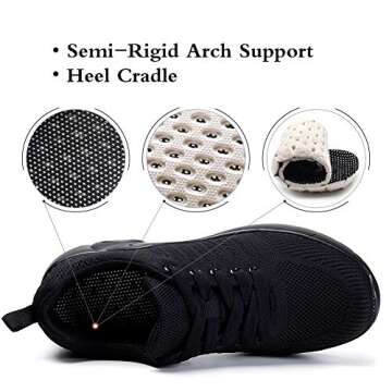 Women's Athletic Running Sneakers Air Fitness Sport Workout Gym Tennis Walking Shoes Black 7…