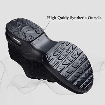 Women's Athletic Running Sneakers Air Fitness Sport Workout Gym Tennis Walking Shoes Black 7…