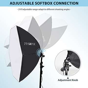 PHOPIK Softbox Photography Lighting Kit: Photo Studio Equipment 30 x 30 inches with E27 60W 5400K Li...