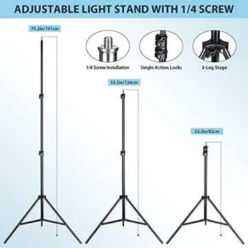 PHOPIK Softbox Photography Lighting Kit: Photo Studio Equipment 30 x 30 inches with E27 60W 5400K Light Bulb and Adjustable Height Light Stand for Filming Video, Photo Shooting and Streaming