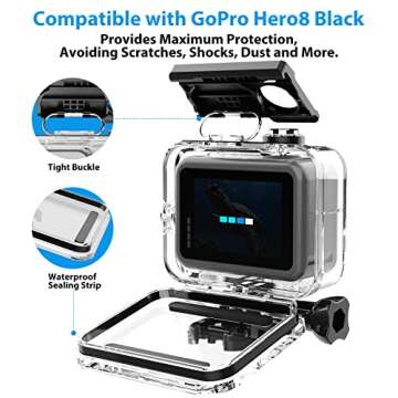 HONGDAK 60M Waterproof Housing Case for GoPro Hero 8 Black - Ultimate Protection for Diving & Advent...