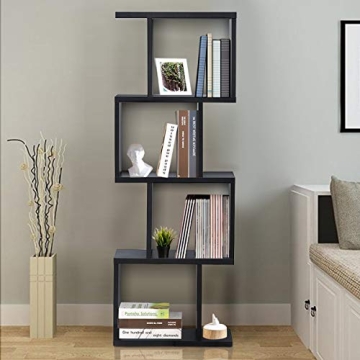 Giantex 4 Tier Bookshelf S Shaped - Multifunctional Display Furniture for Home and Office