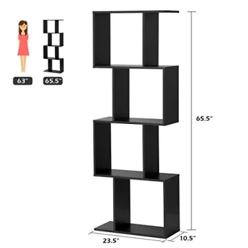 Giantex S Shaped 4 Tier Bookshelf for Elegant Storage