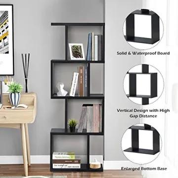 Giantex S Shaped 4 Tier Bookshelf for Elegant Storage
