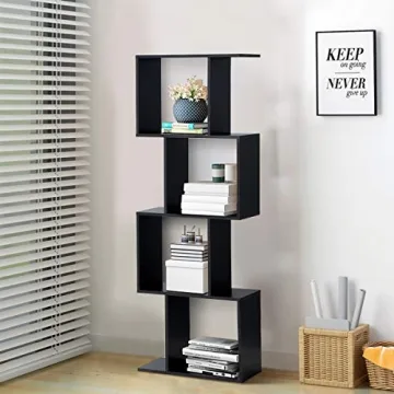 Giantex S Shaped 4 Tier Bookshelf for Elegant Storage