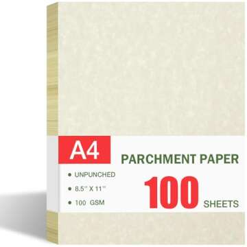 XXINMOH 100 Sheets Certificate Paper, Resume Paper, Stationary Paper, Printer-Friendly Parchment Paper for Certificates, Resumes, Diplomas (100 GSM Ivory 8.5 x 11 In) - Parchment Paper (Beige)