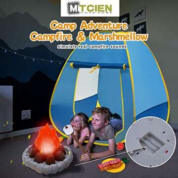 MITCIEN Kids Camping Play Tent with Toy Campfire/Marshmallow/Fruits Toys Play Tent Set for Boys Girl...