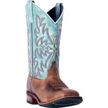 Laredo Womens Anita Embroidered Square Toe Casual Boots Mid Calf Low Heel 1-2" - Blue, Brown - Size ...