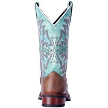 Laredo Womens Anita Embroidered Square Toe Casual Boots Mid Calf Low Heel 1-2" - Blue, Brown - Size 7 B