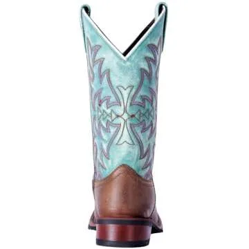 Laredo Womens Anita Embroidered Square Toe Casual Boots Mid Calf Low Heel 1-2" - Blue, Brown - Size 7 B
