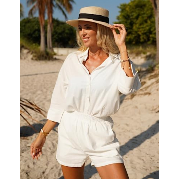 Zeagoo Women Linen Sets 2 Piece Summer Beach Outfits