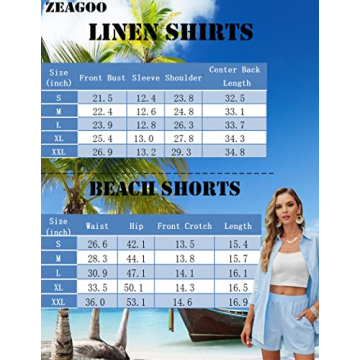 Zeagoo Women Linen Sets 2 Piece Summer Beach Outfits