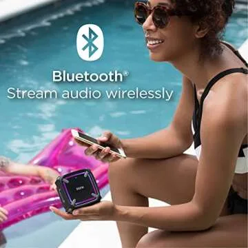 iHome Waterproof Bluetooth Speaker with Color Changing Lights, iP67 Certified Portable Speaker Ideal for The Pool, Beach, Hiking, Kayaking (IBT371BGC)