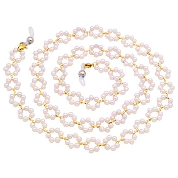 KAI Top Eyeglass Chain Sunglasses Chain for Women Girls Fashion White Pearl Flower Bead Eyewear Reta...