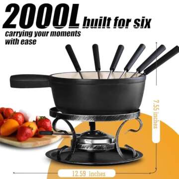 Artestia Cast Iron Cheese Fondue Pot Set for Gatherings