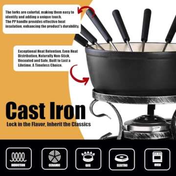 Artestia Cast Iron Cheese Fondue Pot Set for Gatherings