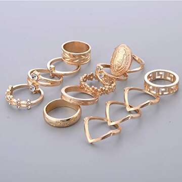 Gold Stackable Knuckle Ring Sets for Women - Vintage Style