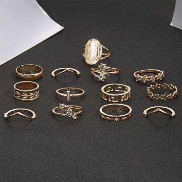 Gold Stackable Knuckle Ring Sets for Women - Vintage Style