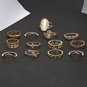 Gold Stackable Knuckle Ring Sets for Women - Vintage Style