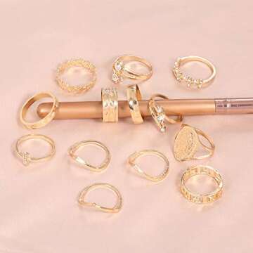 Gold Stackable Knuckle Ring Sets for Women - Vintage Style
