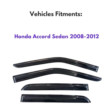 KPY Window Visor Compatible with Honda Accord Sedan 2008-2012, 4PC Rain Guard Side Window Vent Defle...