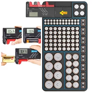 Abunro Battery Organizer with Digital Tester for 110 Batteries