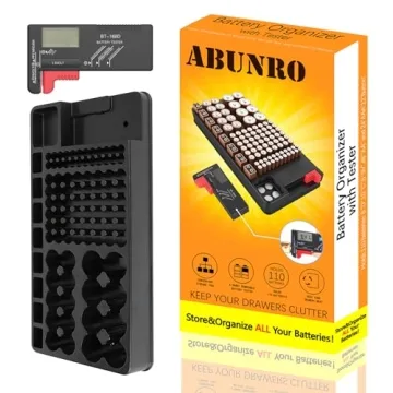 Abunro Battery Organizer with Digital Tester for 110 Batteries