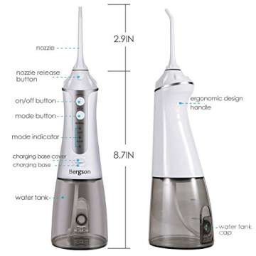 Water Dental Flosser for Teeth Cleaning,Professional Cordless Dental Oral Irrigator Portable Rechargeable IPX7 Waterproof Water Flosser with Cleanable Water Tank for Home and Travel, Fresh Breath