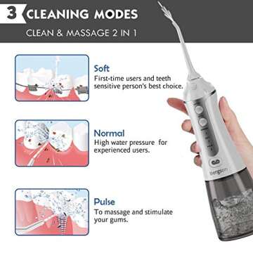 Water Dental Flosser for Teeth Cleaning,Professional Cordless Dental Oral Irrigator Portable Rechargeable IPX7 Waterproof Water Flosser with Cleanable Water Tank for Home and Travel, Fresh Breath