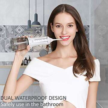 Water Dental Flosser for Teeth Cleaning,Professional Cordless Dental Oral Irrigator Portable Rechargeable IPX7 Waterproof Water Flosser with Cleanable Water Tank for Home and Travel, Fresh Breath