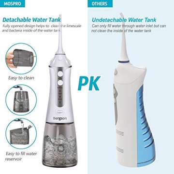Water Dental Flosser for Teeth Cleaning,Professional Cordless Dental Oral Irrigator Portable Rechargeable IPX7 Waterproof Water Flosser with Cleanable Water Tank for Home and Travel, Fresh Breath