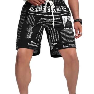 GORGLITTER Men's Stylish Graphic Print Workout Shorts