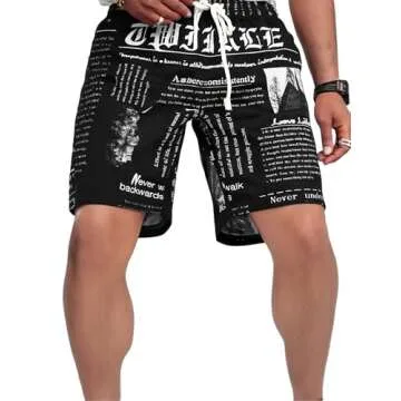 GORGLITTER Men's Stylish Graphic Print Workout Shorts