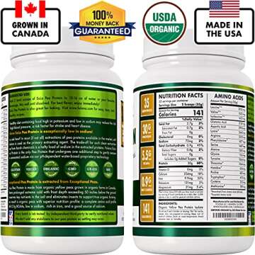 SOLO Organic Pea Protein Isolate, Low in Sodium, Canada Grown Peas, 100% Vegan, Non-GMO, Unflavored ...