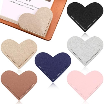 6 Pieces Leather Heart Corner Bookmark for Women Cute Handmade Bookmarks for Reading Lovers Book Clu...