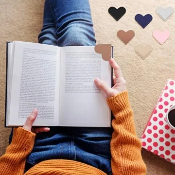 6 Pieces Leather Heart Corner Bookmark for Women Cute Handmade Bookmarks for Reading Lovers Book Club Gifts Book Accessories for Book Lovers Christmas Holiday Gifts(Elegant Color)