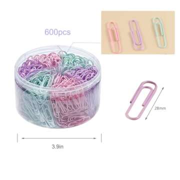 XUELUN Macaron Colored Paper Clips - 600pcs for Office and DIY Projects